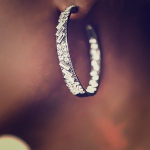 Gun metal hoop earrings